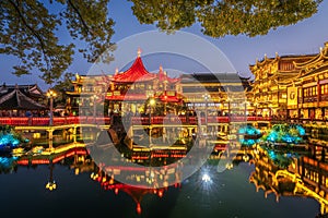 shanghai city from top view with river and morning sky background