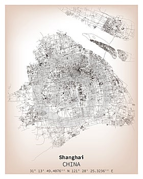 Shanghai city urban street roads map