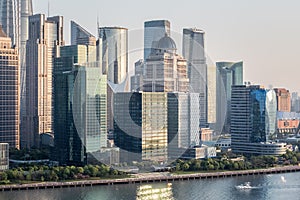 Shanghai financial centre at dusk