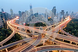 Shanghai Highway and Road Junction at Night.