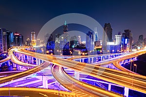 Shanghai interchange overpass at night