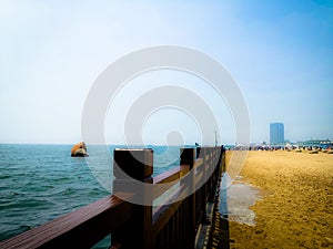 Shanghai Jinshan beach. Hot sunny day