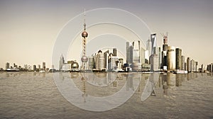 Shanghai landmark skyline of reminiscence at city landscape photo