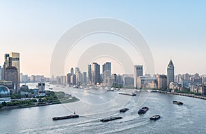 Shanghai landscape of huangpu river bend