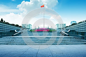 Shanghai Lujiazui civic landscape of China national flags