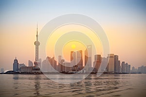 Shanghai lujiazui skyline in sunrise photo