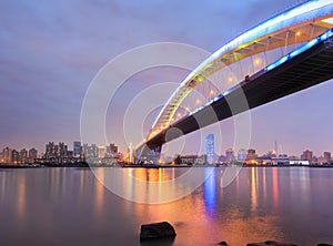 Shanghai lupu bridge across the huangpu river