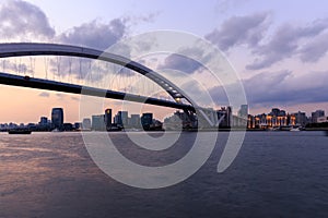 Shanghai Lupu Bridge during the sunset, Shanghai, China