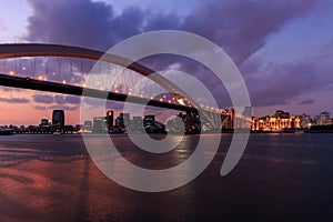 Shanghai Lupu Bridge during the sunset, Shanghai, China