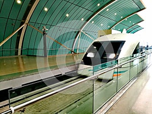 Shanghai MagLev train approaching station