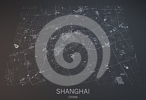 Shanghai map, satellite view, China