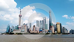 Shanghai modern skyline motion time-lapse footage with amazing skyscrapers view in China