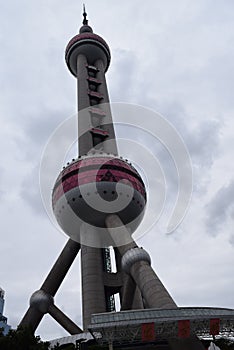 Shanghai panorama day with clouds