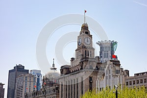 Shanghai Pudong Development Bank HSBC and Custom House Building at Bund in China