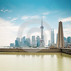 Shanghai pudong skyline in daytime