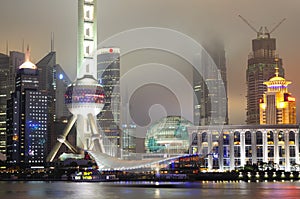 Shanghai Pudong skyline at night