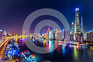 Shanghai Pudong Skyline at night, China