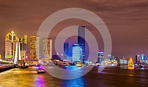 Shanghai skyline above the Huangpu River at night