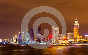 Shanghai skyline above the Huangpu River at night