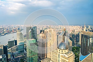 Shanghai skyline aerial view