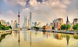 Shanghai skyline with modern urban skyscrapers