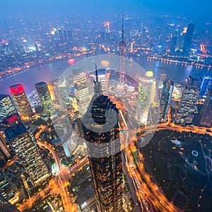 Shanghai Skyline at night. photo