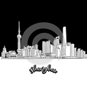 Shanghai skyline, outline