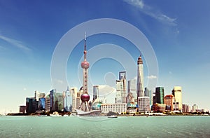 Shanghai skyline in sunny day