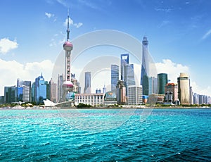 Shanghai skyline in sunny day