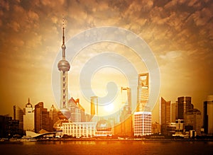 Shanghai skyline at sunrise