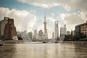 Shanghai skyline on the suzhou river