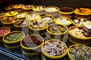 Shanghai sweets sold in sidewalk shop