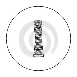 The Shanghai Tower icon in outline style isolated on white background. Arab Emirates symbol stock vector illustration.