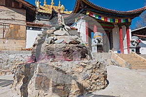 Baiji Temple at Shangrila Old town. a famous Tibetan city of Shangrila, Yunnan, China. photo
