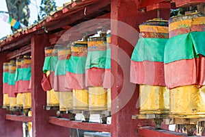 Mani wheel at Baiji Temple. a famous Tibetan city of Shangrila, Yunnan, China. photo