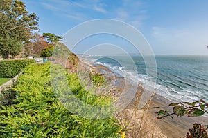 Shanklin IOW beach from the clifftop on a March day