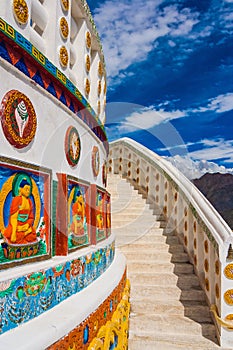 Shanti Stupa in Leh, Buddhist monument, Ladakh, India photo