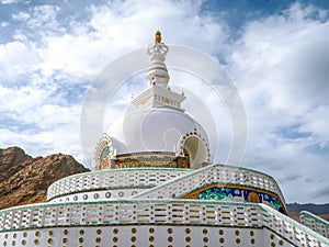 Shanti stupa in Leh Ladakh, Jammu and Kashmir, India.