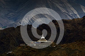 Shanti Stupa near Leh, Ladakh, India photo