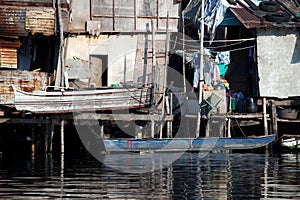 Shanty squatter homes along Philippine river