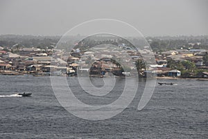 Shanty town in port of Lagos,Nigeria near the commercial port photo