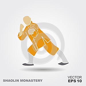 Shaolin monk man. Flat glyph icon