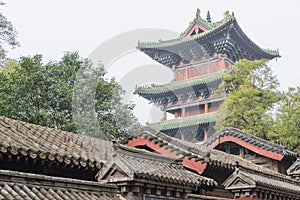 Shaolin Temple in Dengfeng, Henan, China. It is part of UNESCO World Heritage Site - Historic Monuments of Dengfeng.