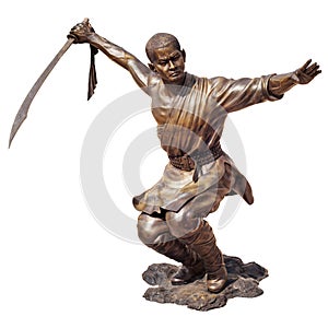 Shaolin warriors monk bronze statue