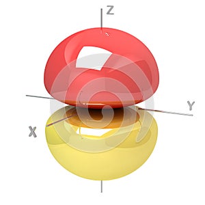 Shape of the 2Pz atomic orbital on white background. Available o