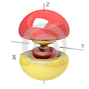 Shape of the 4Pz atomic orbital on white background. Available o