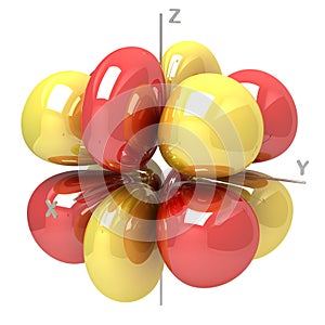 Shape of the 5G M-2 atomic orbital on white background. Available other orbitals