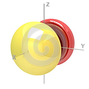 Shape of the 5Px atomic orbital on white background. Available o