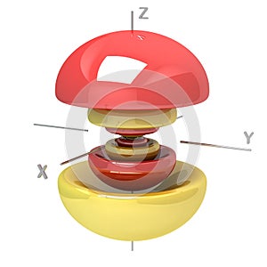 Shape of the 6Pz atomic orbital on white background. Available o