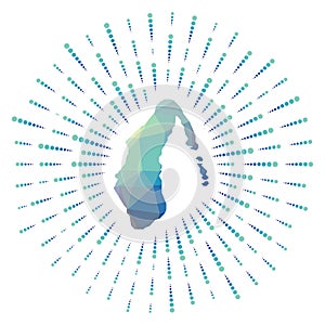 Shape of Aitutaki, polygonal sunburst.